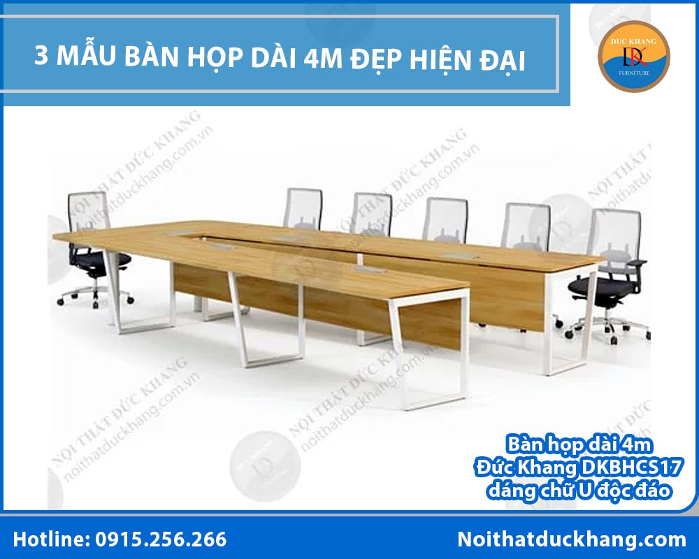 Bàn họp dài 4m Đức Khang DKBHCS17 dáng chữ U độc đáo Bàn họp dài 4m Đức Khang DKBHCS17 dáng chữ U độc đáo