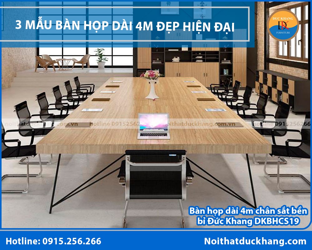 Bàn họp dài 4m chân sắt bền bỉ Đức Khang DKBHCS19 Bàn họp dài 4m chân sắt bền bỉ Đức Khang DKBHCS19