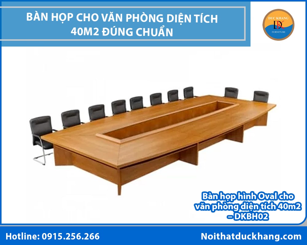 Bàn họp hình Oval cho văn phòng diện tích 40m2 - DKBH02