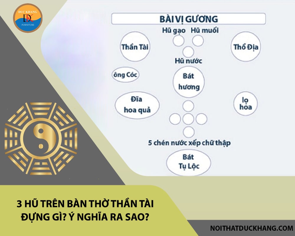 3 hũ trên bàn thờ thần tài đựng gì? Ý nghĩa ra sao?