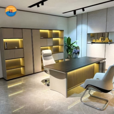 Bàn giám đốc nhập khẩu chữ L, chân và yếm bàn thiết kế ấn tượng DKBGDCC-05