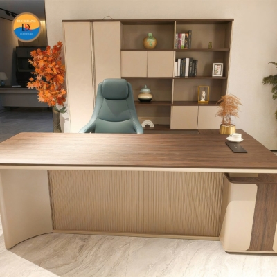Bàn giám đốc nhập khẩu chữ L, chân và yếm bàn thiết kế ấn tượng DKBGDCC-05