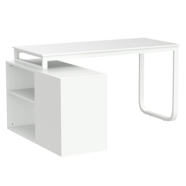 Bàn làm việc tại nhà chữ L kết hợp tủ lưu trữ 3 ngăn kéo và kệ mở - BTNDK01