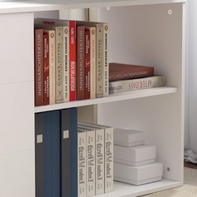 Bàn làm việc tại nhà chữ L kết hợp tủ lưu trữ 3 ngăn kéo và kệ mở - BTNDK01