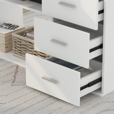 Bàn làm việc tại nhà chữ L kết hợp tủ lưu trữ 3 ngăn kéo và kệ mở - BTNDK01