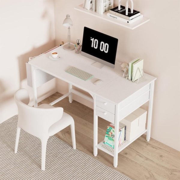 Bàn làm việc tại nhà hình chữ nhật kèm ngăn kéo và giá sách mở - BTNDK03