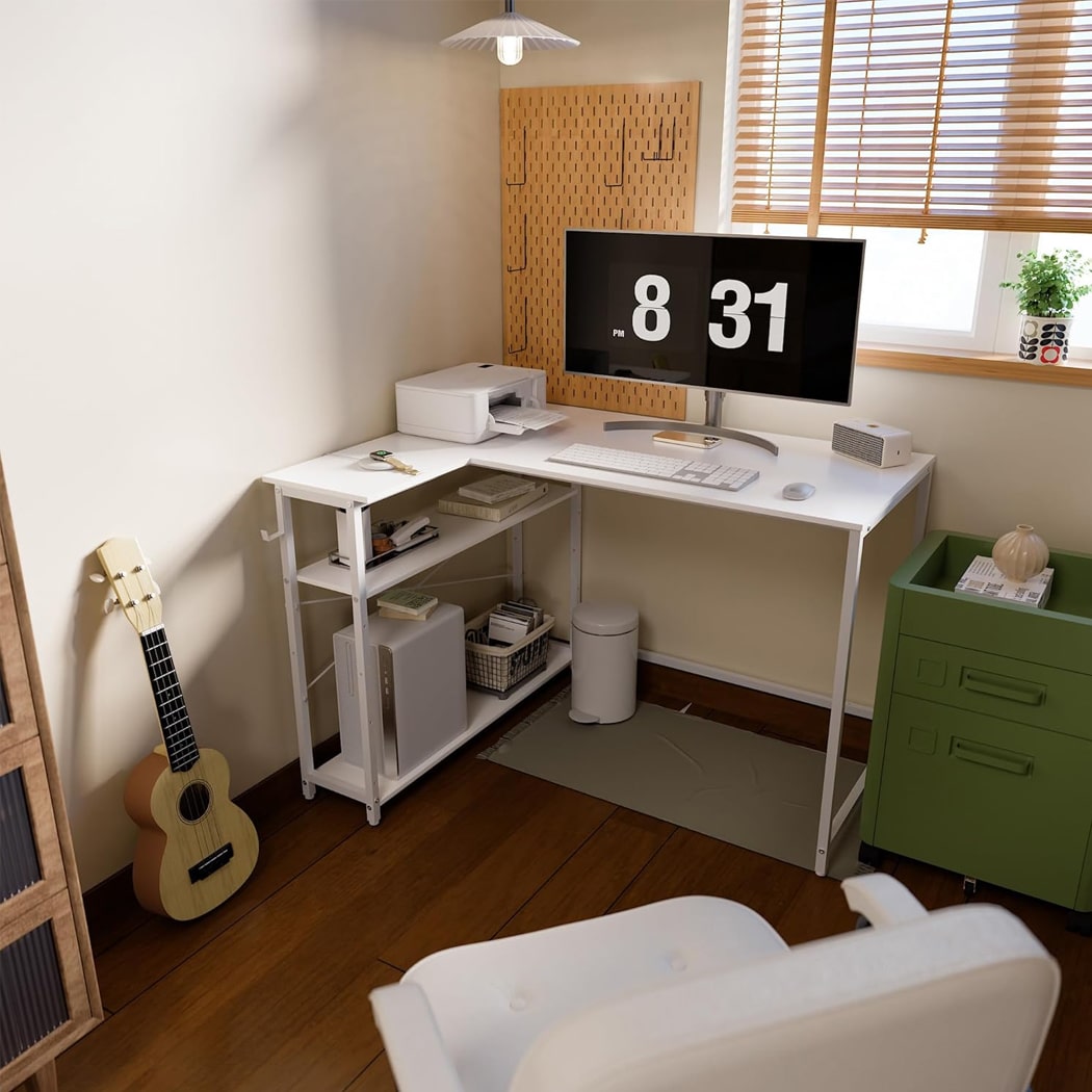 Bàn làm việc tại nhà hiện đại kết hợp kệ đảo chiều tiện lợi - BTNDK04