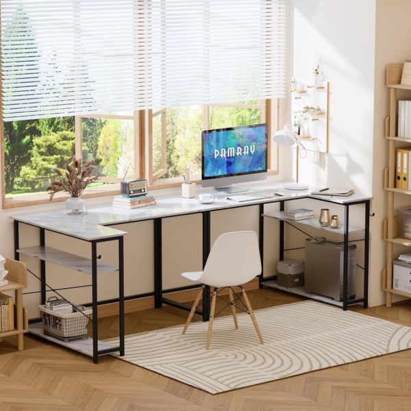 Bàn làm việc tại nhà hiện đại kết hợp kệ đảo chiều tiện lợi - BTNDK04