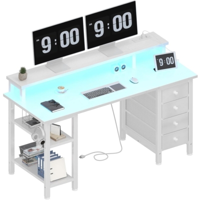 Bàn làm việc tại nhà hình chữ nhật kết hợp tủ lưu trữ và kệ nâng máy tính - BTNDK05