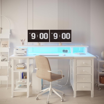 Bàn làm việc tại nhà hình chữ nhật kết hợp tủ lưu trữ và kệ nâng máy tính - BTNDK05