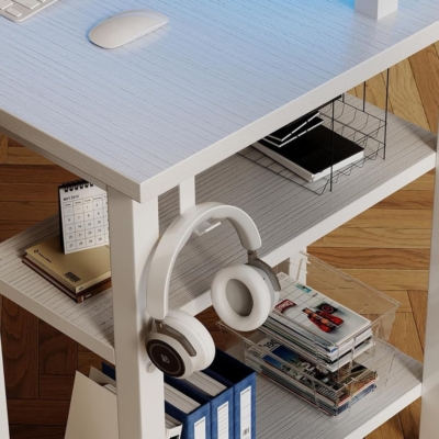 Bàn làm việc tại nhà hình chữ nhật kết hợp tủ lưu trữ và kệ nâng máy tính - BTNDK05