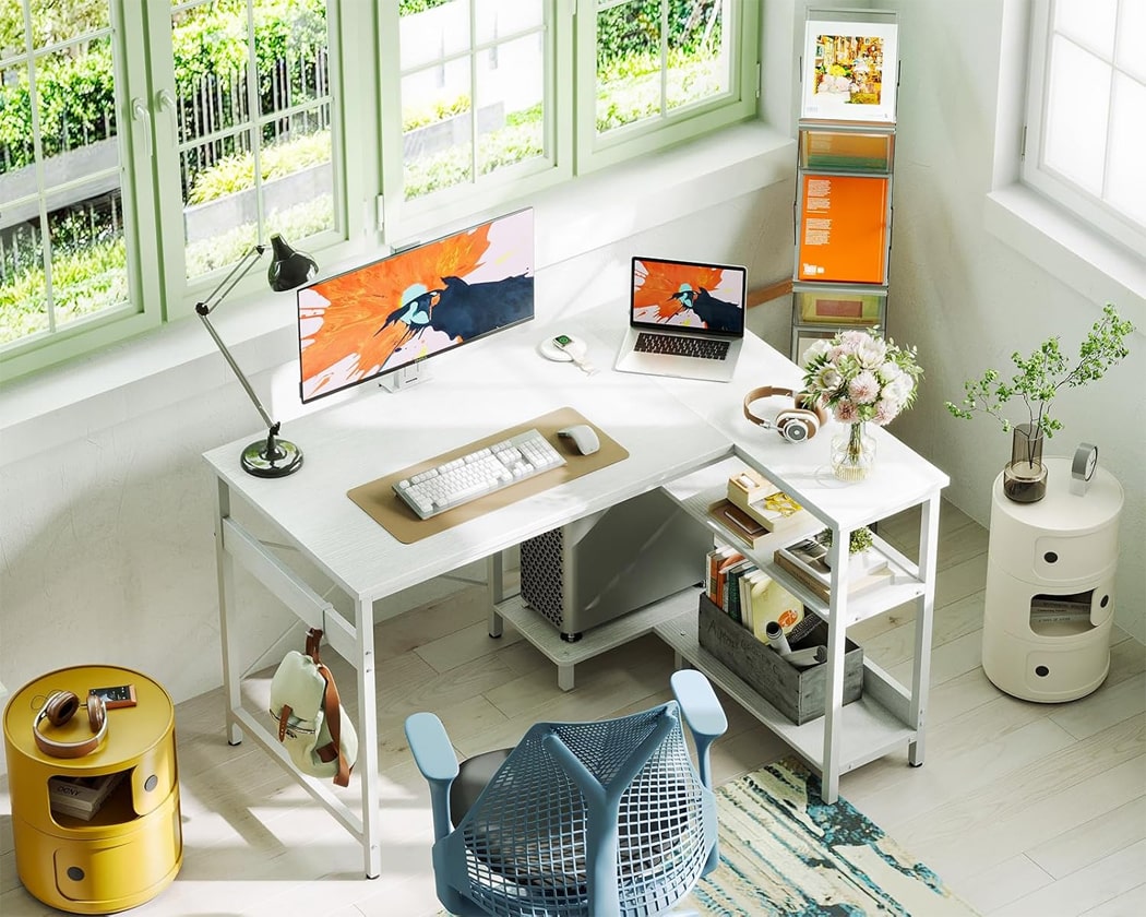 Bàn làm việc tại nhà đẹp kết hợp kệ đảo chiều, khung kim loại chắc chắn - BTNDK07 Bàn làm việc tại nhà đẹp kết hợp kệ đảo chiều, khung kim loại chắc chắn - BTNDK07