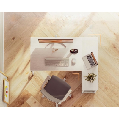 Bàn làm việc tại nhà đẹp kết hợp kệ đảo chiều, khung kim loại chắc chắn - BTNDK07