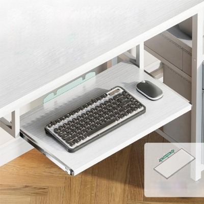 Bàn làm việc tại nhà nhỏ gọn kèm chân đế, khay bàn phím trượt - BTNDK08