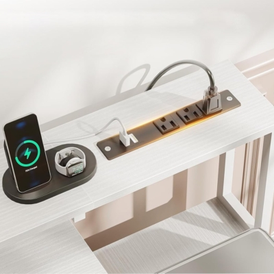 Bàn làm việc tại nhà nhỏ gọn kèm chân đế, khay bàn phím trượt - BTNDK08