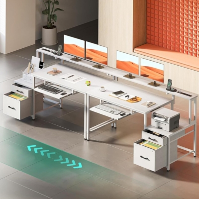 Bàn làm việc tại nhà nhỏ gọn kèm chân đế, khay bàn phím trượt - BTNDK08