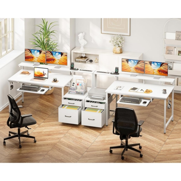 Bàn làm việc tại nhà nhỏ gọn kèm chân đế, khay bàn phím trượt - BTNDK08