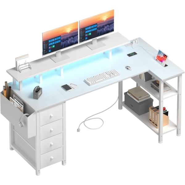 Bàn làm việc tại nhà kết hợp chân đế máy tính và đèn LED - BTNDK09