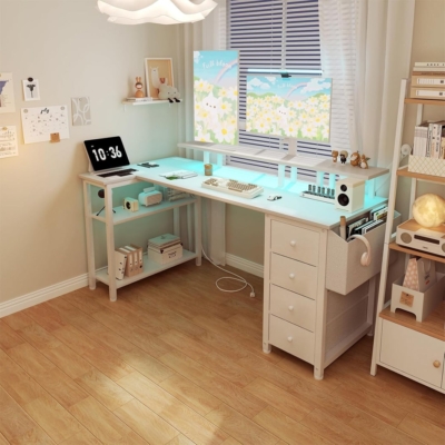 Bàn làm việc tại nhà kết hợp chân đế máy tính và đèn LED - BTNDK09