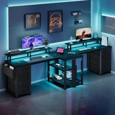 Bàn làm việc tại nhà kết hợp chân đế máy tính và đèn LED - BTNDK09