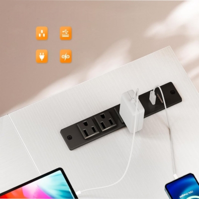 Bàn làm việc tại nhà chữ L, 6 ngăn kéo kết hợp ổ cắm AC, USB và Type C - BTNDK10