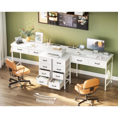 Bàn làm việc tại nhà chữ L, 6 ngăn kéo kết hợp ổ cắm AC, USB và Type C - BTNDK10