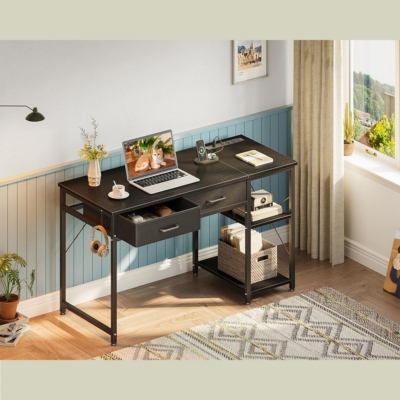 Bàn làm việc tại nhà hiện đại chân sắt, kết hợp ổ cắm tiện lợi - BTNDK11