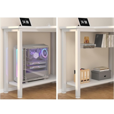 Mẫu bàn làm việc tại nhà hiện đại chữ L với 2 kệ, 4 ngăn kéo - BTNDK12