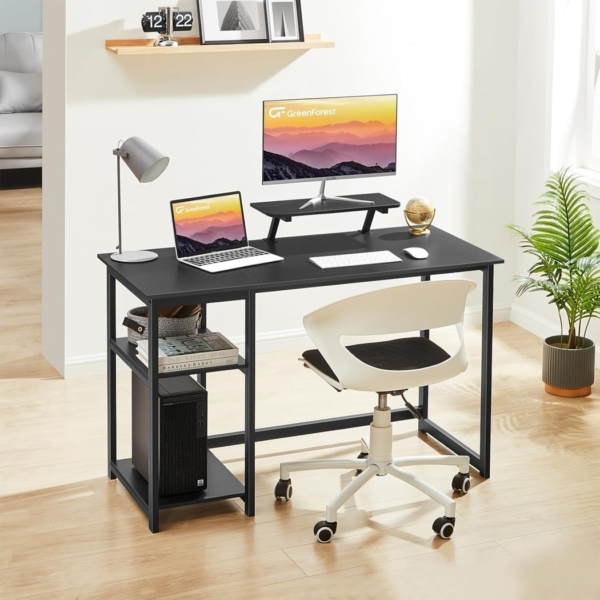 Bàn làm việc tại nhà hình chữ nhật kèm kệ lưu trữ 2 tầng đảo chiều - BTNDK13