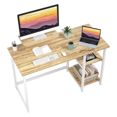 Bàn làm việc tại nhà hình chữ nhật kèm kệ lưu trữ 2 tầng đảo chiều - BTNDK13