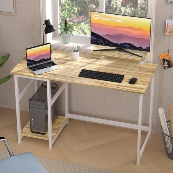 Bàn làm việc tại nhà hình chữ nhật kèm kệ lưu trữ 2 tầng đảo chiều - BTNDK13