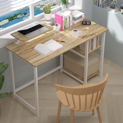 Bàn làm việc tại nhà hình chữ nhật kèm kệ lưu trữ 2 tầng đảo chiều - BTNDK13