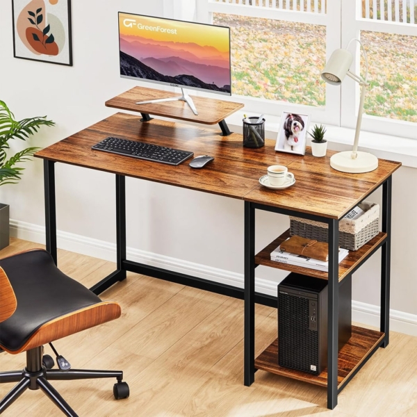 Bàn làm việc tại nhà hình chữ nhật kèm kệ lưu trữ 2 tầng đảo chiều - BTNDK13