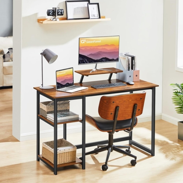 Bàn làm việc tại nhà hình chữ nhật kèm kệ lưu trữ 2 tầng đảo chiều - BTNDK13