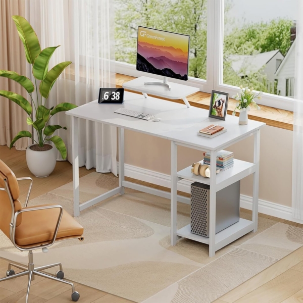 Bàn làm việc tại nhà hình chữ nhật kèm kệ lưu trữ 2 tầng đảo chiều - BTNDK13