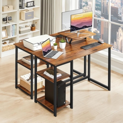 Bàn làm việc tại nhà hình chữ nhật kèm kệ lưu trữ 2 tầng đảo chiều - BTNDK13