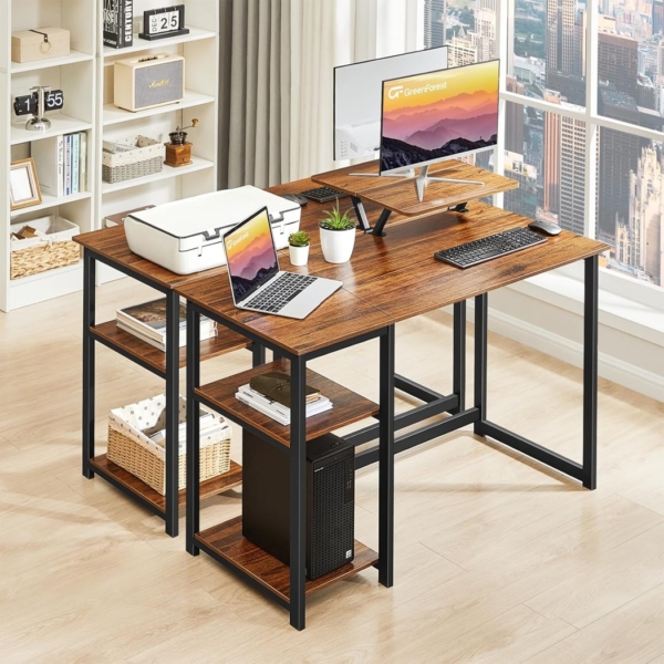 Bàn làm việc tại nhà hình chữ nhật kèm kệ lưu trữ 2 tầng đảo chiều - BTNDK13