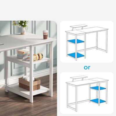 Bàn làm việc tại nhà hình chữ nhật kèm kệ lưu trữ 2 tầng đảo chiều - BTNDK13