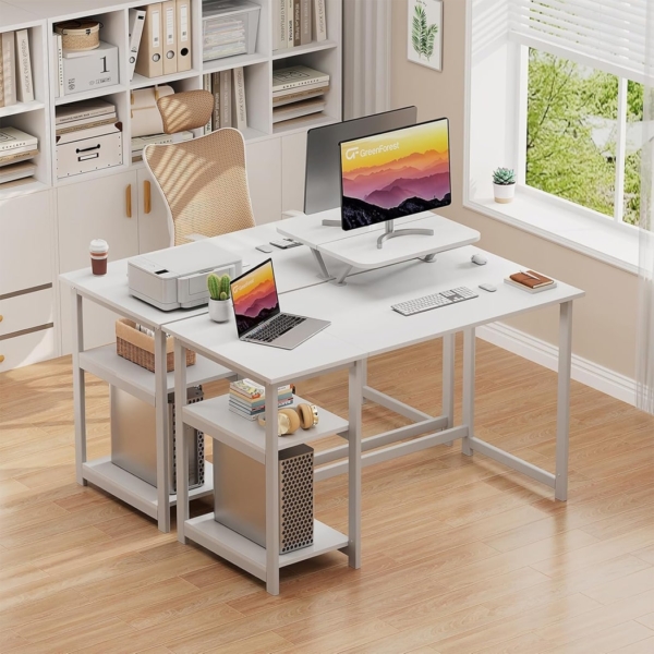 Bàn làm việc tại nhà hình chữ nhật kèm kệ lưu trữ 2 tầng đảo chiều - BTNDK13