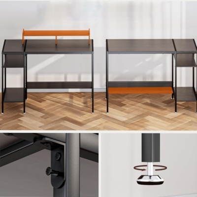 Bàn làm việc tại nhà hình chữ nhật, 2 kệ mở kèm chân đế máy tính - BTNDK14