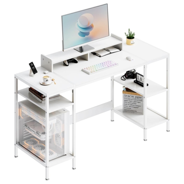 Bàn làm việc tại nhà hình chữ nhật, 2 kệ mở kèm chân đế máy tính - BTNDK14