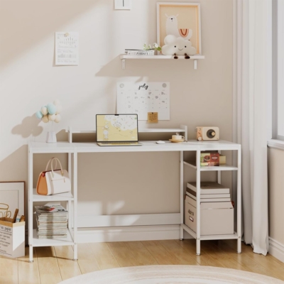 Bàn làm việc tại nhà hình chữ nhật, 2 kệ mở kèm chân đế máy tính - BTNDK14