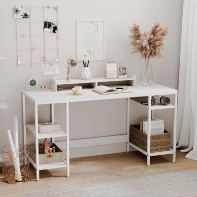 Bàn làm việc tại nhà hình chữ nhật, 2 kệ mở kèm chân đế máy tính - BTNDK14