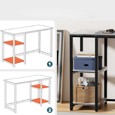 Bàn làm việc tại nhà chân sắt chữ nhật, kết hợp kệ để CPU đa năng - BTNDK19