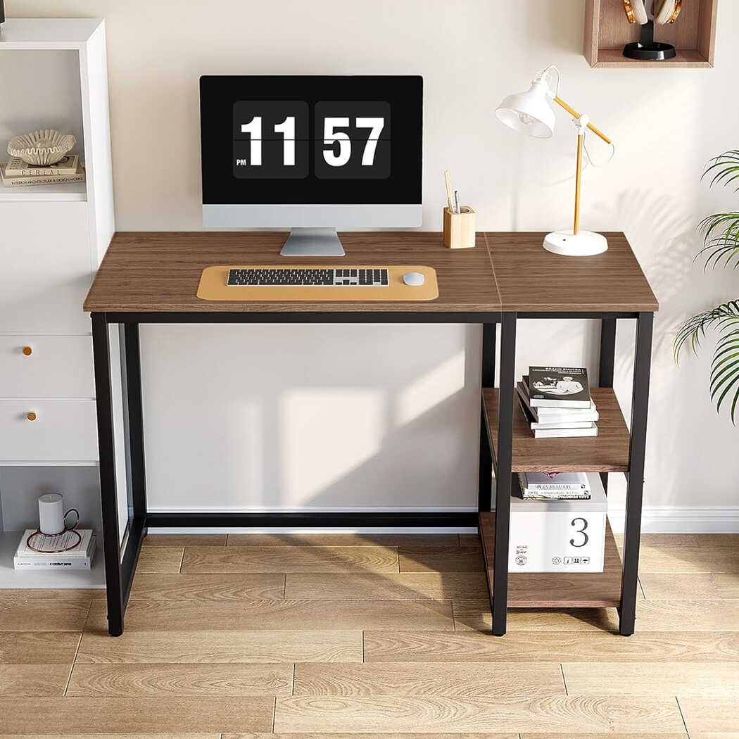 Bàn làm việc tại nhà có ổ cắm USB, Type-C kèm kệ lưu trữ 2 tầng BTNDK19