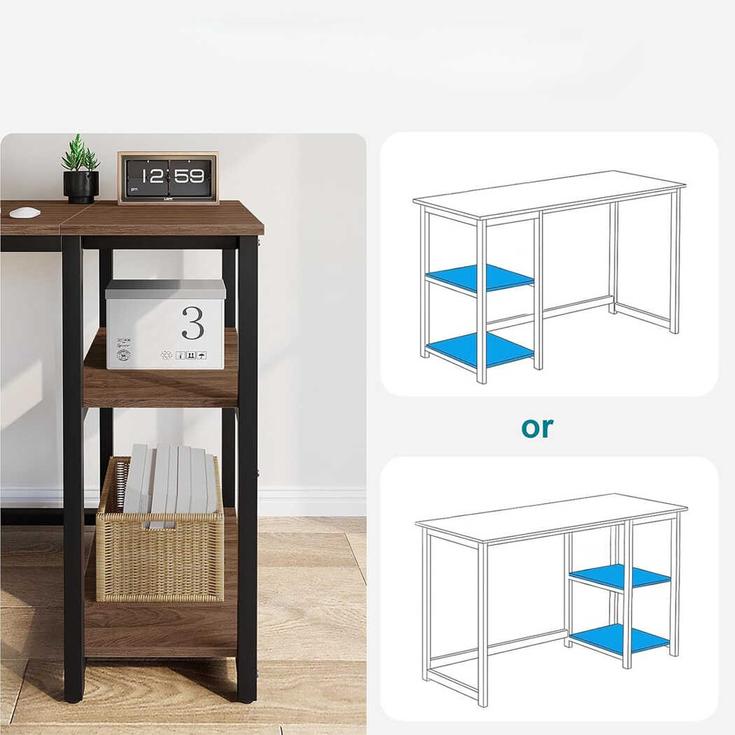 Bàn làm việc tại nhà có ổ cắm USB, Type-C kèm kệ lưu trữ 2 tầng BTNDK19