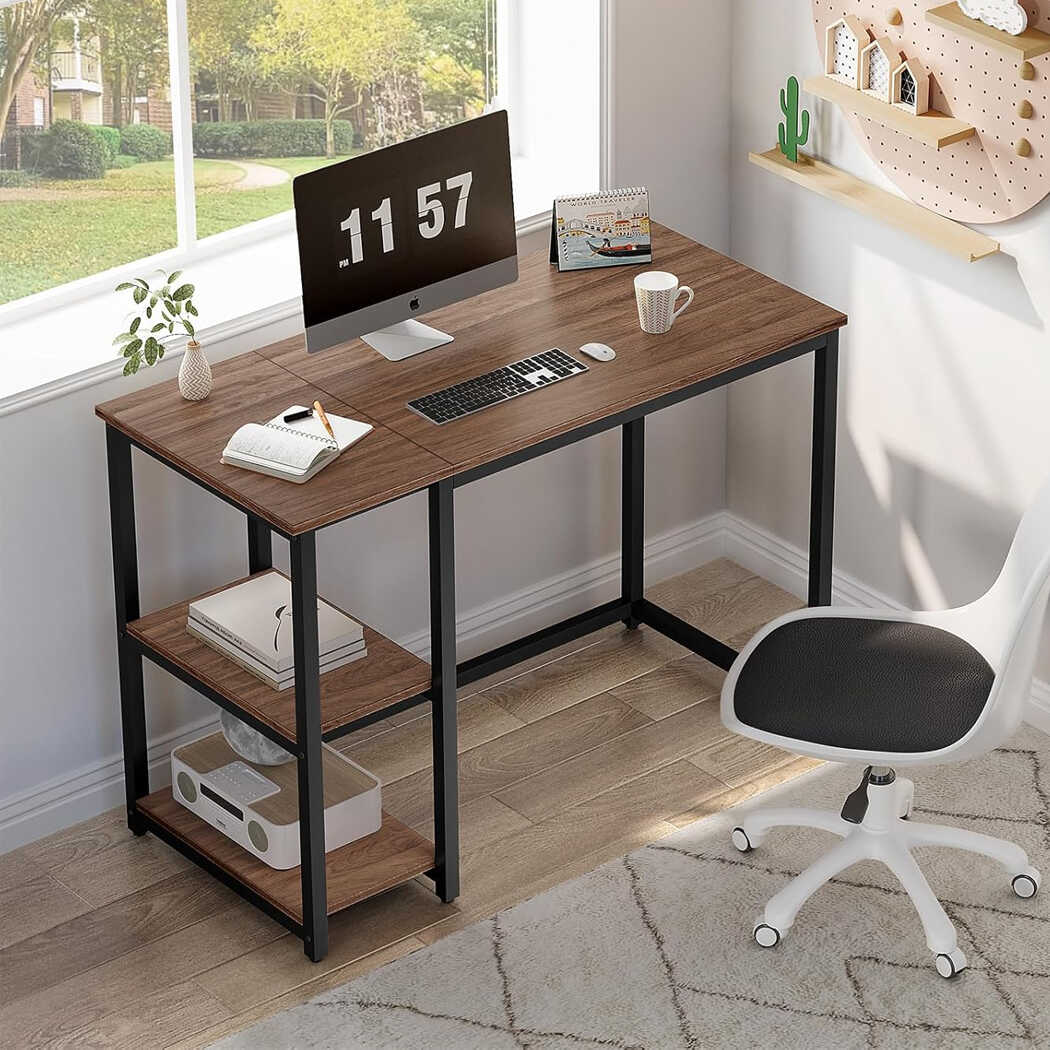 Bàn làm việc tại nhà có ổ cắm USB, Type-C kèm kệ lưu trữ 2 tầng BTNDK19