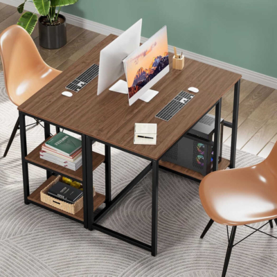 Bàn làm việc tại nhà chân sắt chữ nhật, kết hợp kệ để CPU đa năng - BTNDK19