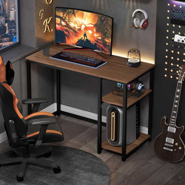 Bàn làm việc tại nhà chân sắt chữ nhật, kết hợp kệ để CPU đa năng - BTNDK19