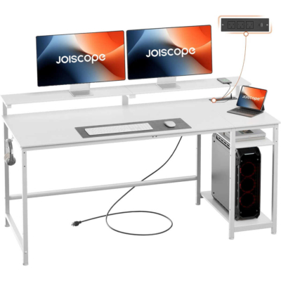 Bàn làm việc tại nhà chân sắt chữ nhật, kết hợp kệ để CPU đa năng - BTNDK19